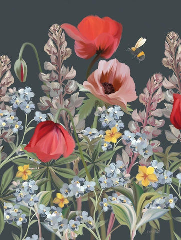 Summer Garden Buzz Black Ornate Wood Framed Art Print with Double Matting by House Fenway