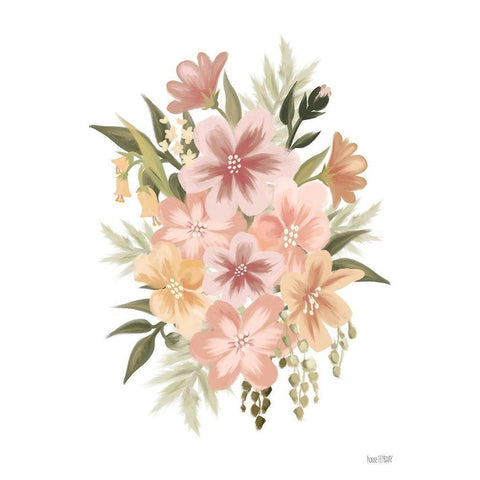 Peachy Petals Black Modern Wood Framed Art Print with Double Matting by House Fenway