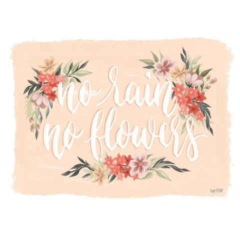 No Rain-No Flowers White Modern Wood Framed Art Print by House Fenway