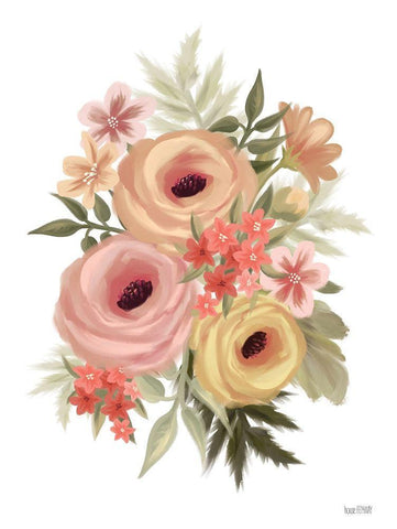 Rosey Ranunculus White Modern Wood Framed Art Print with Double Matting by House Fenway