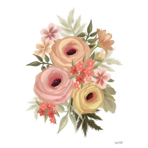 Rosey Ranunculus White Modern Wood Framed Art Print by House Fenway