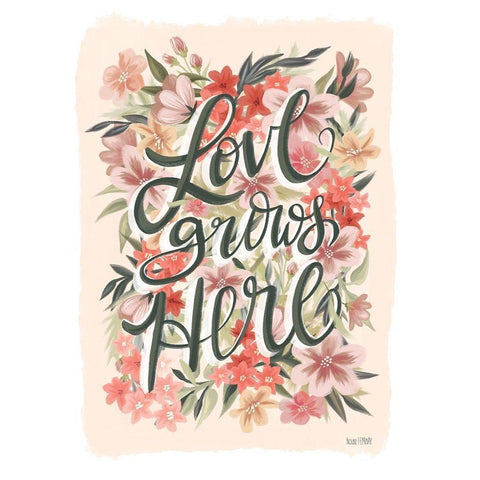 Love Grows Here Black Modern Wood Framed Art Print with Double Matting by House Fenway