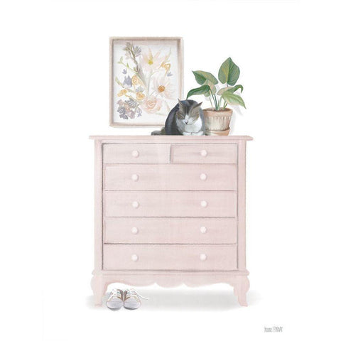 Cat Nap Spot White Modern Wood Framed Art Print by House Fenway