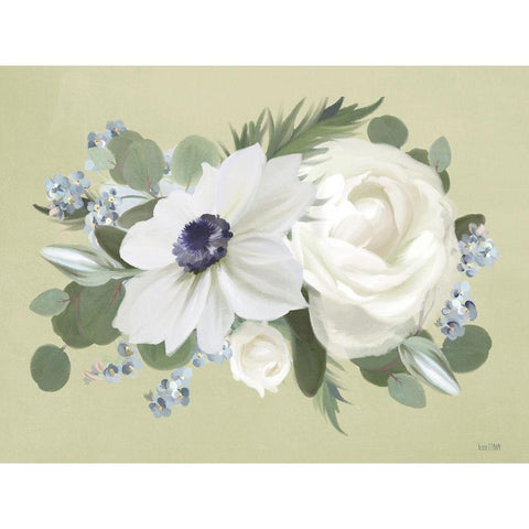 Anemone in Sage I Black Modern Wood Framed Art Print by House Fenway