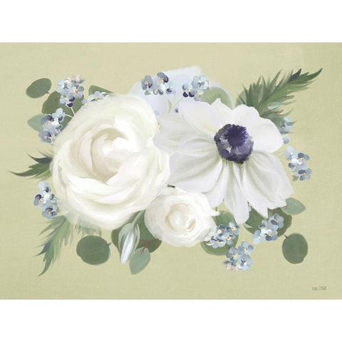 Anemone in Sage II Black Modern Wood Framed Art Print by House Fenway