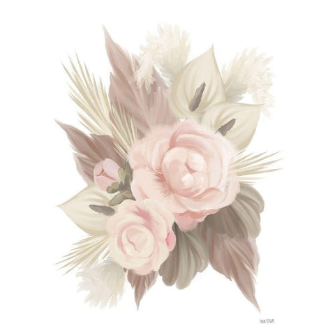 Bohemian Bouquet White Modern Wood Framed Art Print by House Fenway