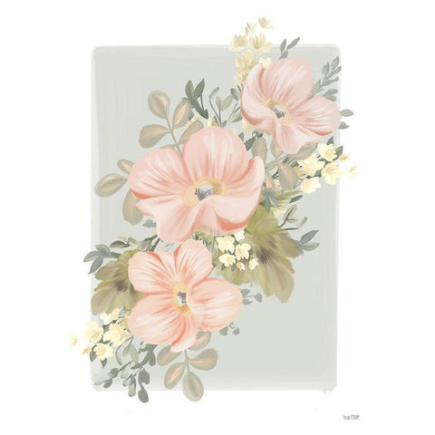 Pink Poppy Sprig White Modern Wood Framed Art Print by House Fenway