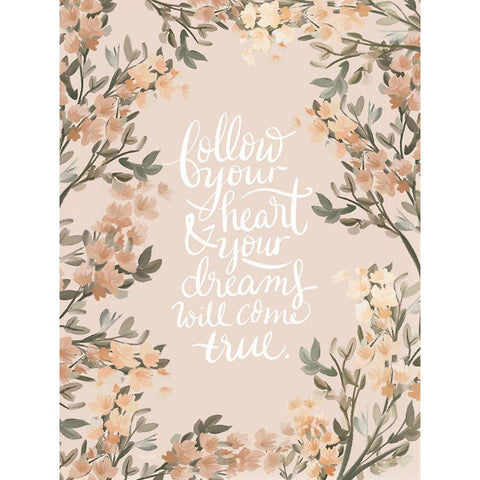 Follow Your Heart White Modern Wood Framed Art Print by House Fenway