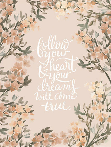 Follow Your Heart Black Ornate Wood Framed Art Print with Double Matting by House Fenway