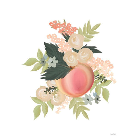 Spring is Peachy I Gold Ornate Wood Framed Art Print with Double Matting by House Fenway