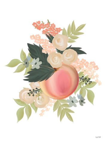 Spring is Peachy I Black Ornate Wood Framed Art Print with Double Matting by House Fenway