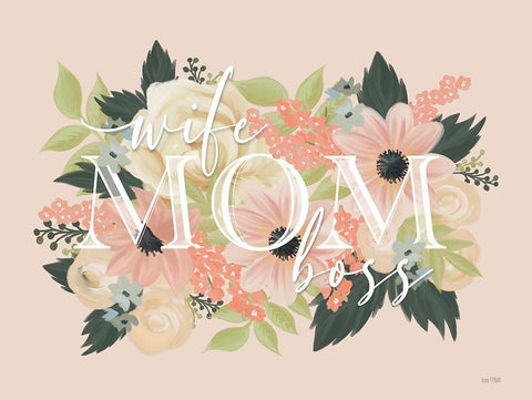 Wife-Mom-Boss White Modern Wood Framed Art Print with Double Matting by House Fenway