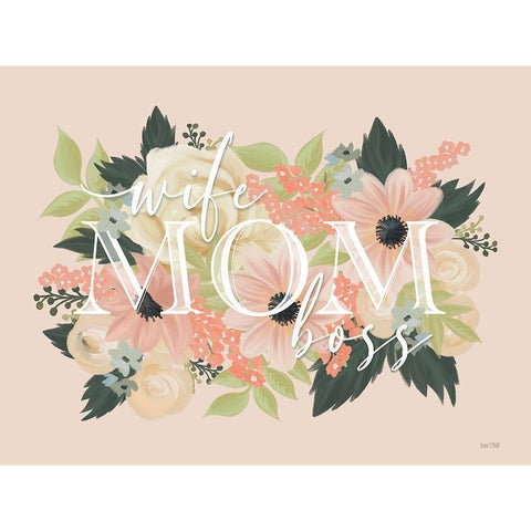 Wife-Mom-Boss Black Modern Wood Framed Art Print with Double Matting by House Fenway