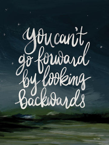 You Cant Go Forward Black Ornate Wood Framed Art Print with Double Matting by House Fenway