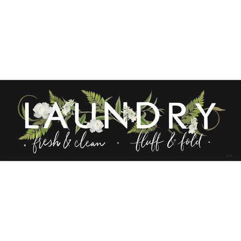 Laundry Sign Black Modern Wood Framed Art Print by House Fenway
