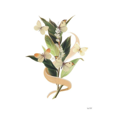 Wildflowers and Butterflies I Black Modern Wood Framed Art Print with Double Matting by House Fenway