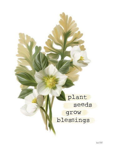 Grow Blessings White Modern Wood Framed Art Print with Double Matting by House Fenway