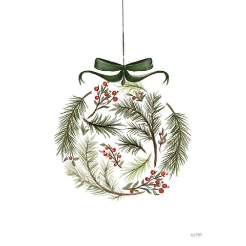 Evergreen Ornament II White Modern Wood Framed Art Print by House Fenway