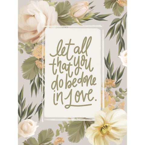 Be Done in Love Floral Black Modern Wood Framed Art Print by House Fenway