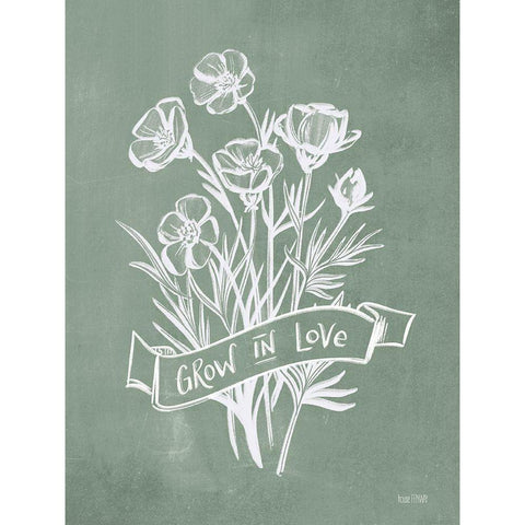 Grow in Love White Modern Wood Framed Art Print by House Fenway
