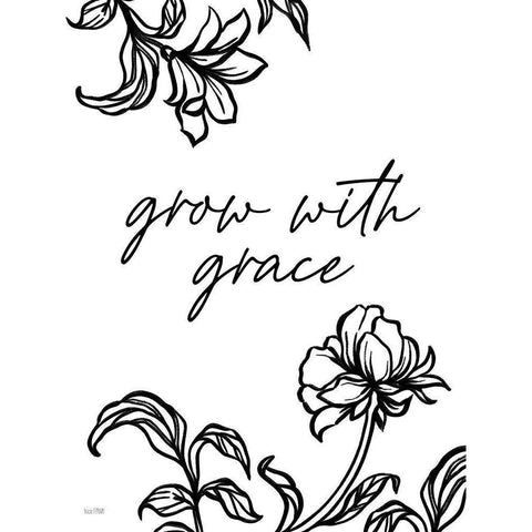 Grow with Grace Black Modern Wood Framed Art Print with Double Matting by House Fenway