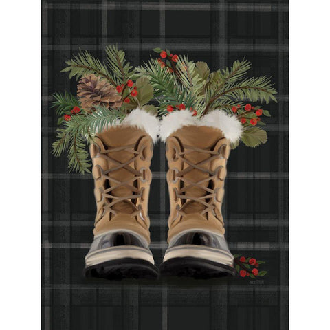 Christmas Boots    Gold Ornate Wood Framed Art Print with Double Matting by House Fenway