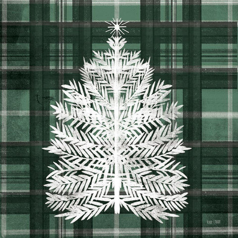 Flannel Evergreen White Modern Wood Framed Art Print by House Fenway