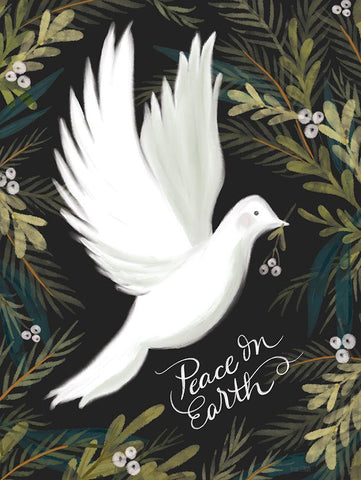 Peace on Earth Dove White Modern Wood Framed Art Print with Double Matting by House Fenway