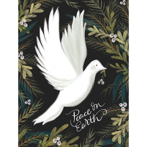 Peace on Earth Dove Gold Ornate Wood Framed Art Print with Double Matting by House Fenway