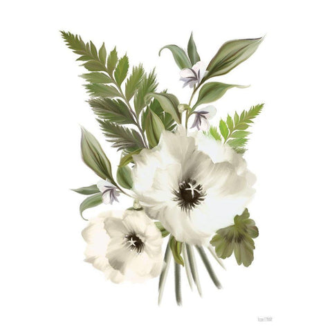 Fern Botanical in White Black Modern Wood Framed Art Print with Double Matting by House Fenway