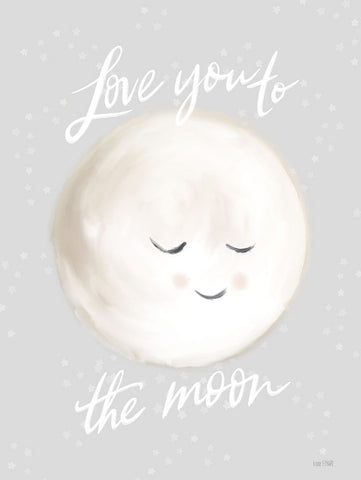 Love You to the Moon White Modern Wood Framed Art Print with Double Matting by House Fenway