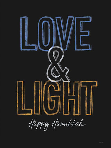 Love And Light Hanukkah Black Modern Wood Framed Art Print by House Fenway