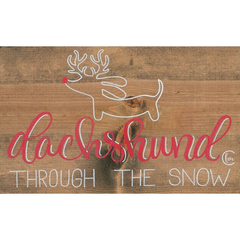 Dachshund in the Snow Gold Ornate Wood Framed Art Print with Double Matting by Fearfully Made Creations