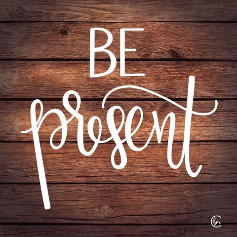 Be Present White Modern Wood Framed Art Print with Double Matting by Fearfully Made Creations
