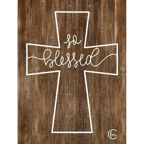 Blessed Cross Gold Ornate Wood Framed Art Print with Double Matting by Fearfully Made Creations