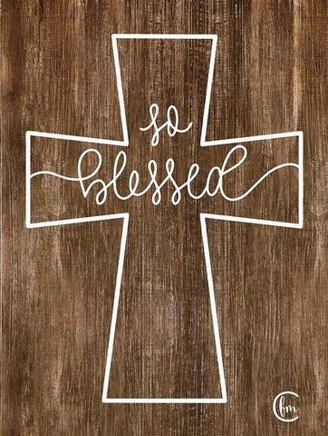 Blessed Cross White Modern Wood Framed Art Print with Double Matting by Fearfully Made Creations