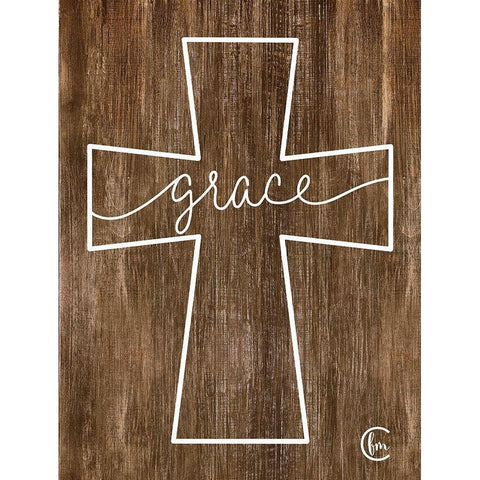 Grace Cross White Modern Wood Framed Art Print by Fearfully Made Creations