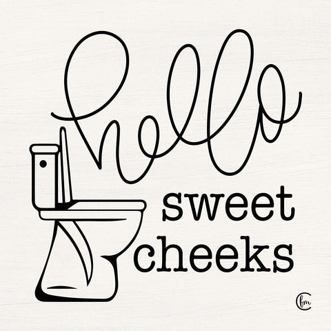 Hello Sweet Cheeks Black Ornate Wood Framed Art Print with Double Matting by Fearfully Made Creations