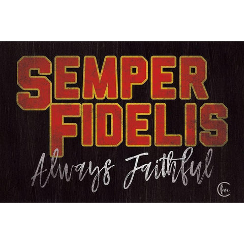 Semper Fidelis Black Modern Wood Framed Art Print by Fearfully Made Creations