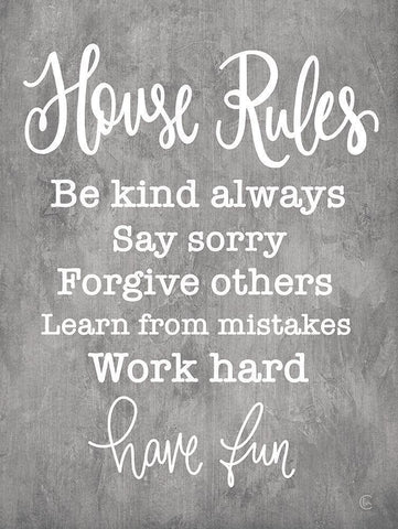 House Rules White Modern Wood Framed Art Print with Double Matting by Fearfully Made Creations