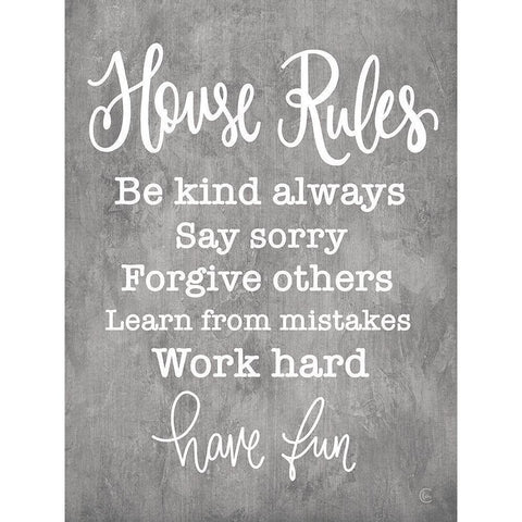 House Rules White Modern Wood Framed Art Print by Fearfully Made Creations