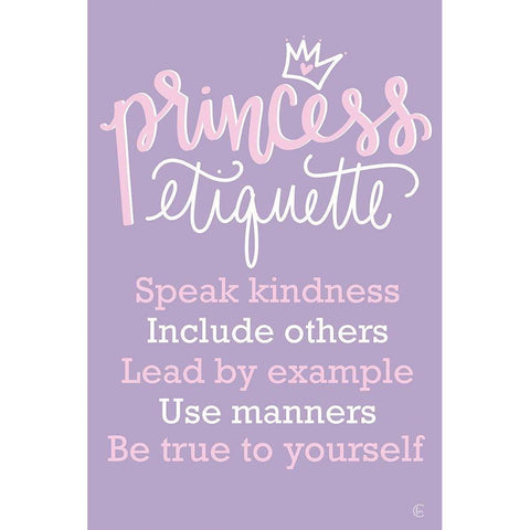 Princess Etiquette White Modern Wood Framed Art Print by Fearfully Made Creations