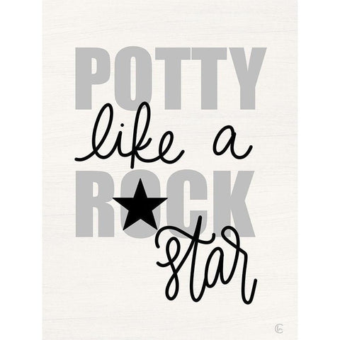 Potty Like a Rockstar White Modern Wood Framed Art Print by Fearfully Made Creations