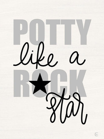 Potty Like a Rockstar White Modern Wood Framed Art Print with Double Matting by Fearfully Made Creations