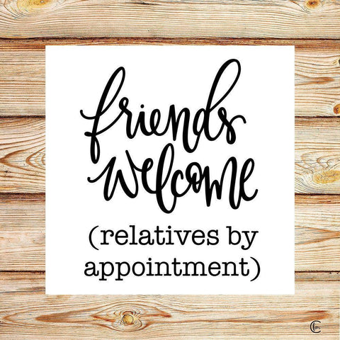 Friends Welcome Black Modern Wood Framed Art Print with Double Matting by Fearfully Made Creations