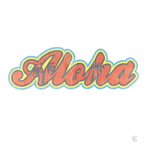 Aloha Retro Black Modern Wood Framed Art Print with Double Matting by Fearfully Made Creations