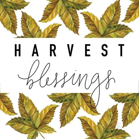 Harvest Blessings Black Ornate Wood Framed Art Print with Double Matting by Fearfully Made Creations