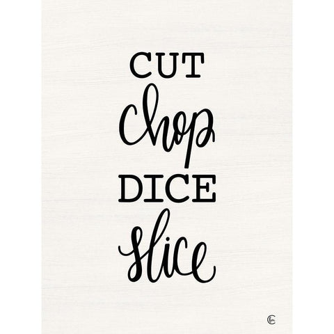 Cut Chop Dice Slice White Modern Wood Framed Art Print by Fearfully Made Creations