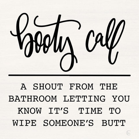 Booty Call Black Modern Wood Framed Art Print with Double Matting by Fearfully Made Creations