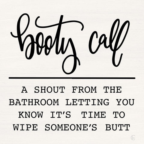 Booty Call White Modern Wood Framed Art Print with Double Matting by Fearfully Made Creations